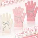 Pink Beanie Hat and Glove Set for Women Coquette Bow Beanie Bulk Y2k Winter Accessories (Multicolor)