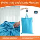 Polecasa Extra Heavy-Duty Laundry Bag 21x24”- Machine Washable Small Storage Bag with Reinforced Handles & Drawstring Closure & ID Tag for College Dorm Travel - Gulf Blue