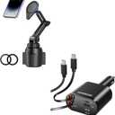 Bundle SUPERONE for Fast Charge Retractable Car Charger with Dual Type C Car Charger Cords & Magnetic Cup Holder Phone Holder