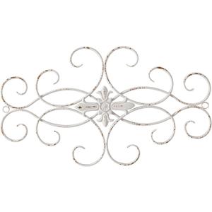 Sintosin Vintage Large Distressed White Wrought Iron Wall Decor 32" x 18", Hanging Antique Metal Wall Art Decor for Living Room, Rustic Scroll Wall Decor Outdoor Indoor, Vertical and Horizontal