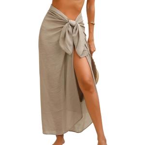 Eicolorte Beach Sarong Pareo Womens Semi-Sheer Swimwear Cover Ups Short Skirt with Tassels