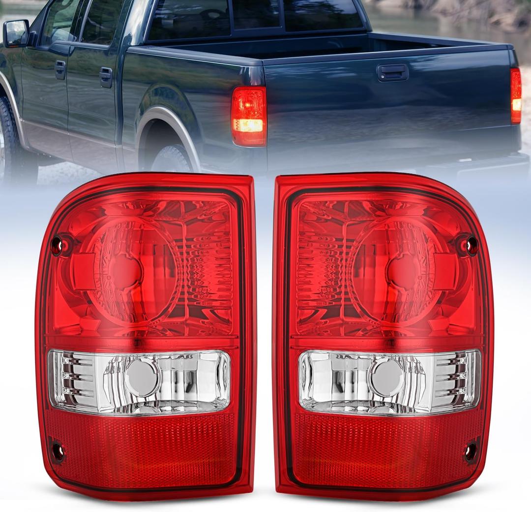 Nilight Taillight Assembly Compatible with 2001 2002 2003 2004 2005 2006 2007 2008 2009 2010 2011 Ford Ranger without STX Model Rear Lamp OE Style Driver and Passenger Side Red Lens