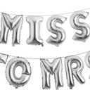 16 inch multicolor MISS TO MRS Balloons Banner Foil Letters Mylar Balloons for Bachelorette Party, Wedding, Bridal Shower CANNOT FLOAT (Silver)