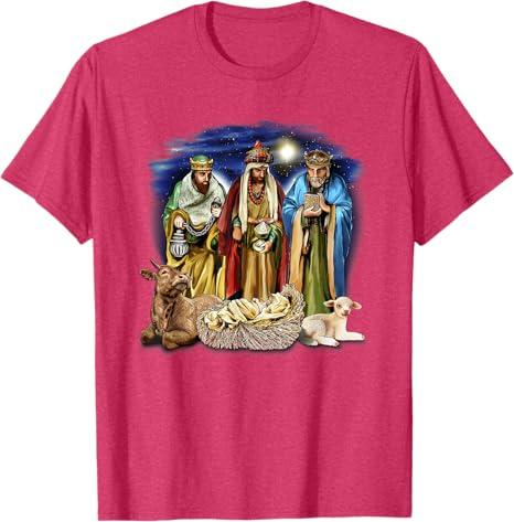 Three Kings Shirt Nativity Scene Christmas story Tres Reyes T-Shirt, XS