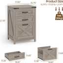 Small Farmhouse File Cabinet with 2 Drawers for Home Office, Rustic Grey