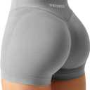 YEOREO Scrunch Butt Workout Shorts Women 3.5" Seamless V Cross Waist Sport Gym Amplify Shorts (Small, Light Grey)