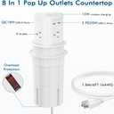 BTU Pop Up Outlet for Countertop with 15W Wireless Charger, 20W USB C Fast Charging & 4 AC Outlet, 3 1/2 Hole Desk Charging Station Pop Out Outlet for Office, Conference, Kitchen Use