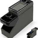 Center Console Between Seat Organizer for Minivans, SUVs, with Phone Holder & Cup Holders for Minivan &SUVs, Middle Van Floor Console Organizer Storage Box- Gray