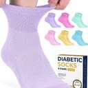 Pembrook Ankle Diabetic Socks for Women & Men | 6 Pairs | Wide Non Binding Socks Quarter Length | Edema Neuropathy Socks (Large, Pastel Colors Pack - 6 Pairs)