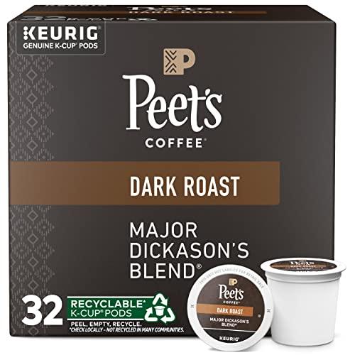 Peet's Coffee, Dark Roast Keurig K-Cup Pods, 100% Arabica Coffee - Major Dickason's Blend 32 Count (1 Box of 32 K-Cup Pods), BB:10 Dec 2026