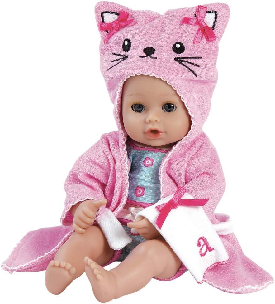 Adora Bath Time Babies Collection, 13" Baby Doll and Clothes Set, Made with Fresh Powder Scent and Exclusive QuickDri Vinyl Body, Birthday Gift For Ages 1+ - Kitty