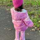 UNICOMIDEA Baby Girl Winter Coat Laser Toddler Jackets Warm Down Outerwear with Hooded for 4-5T (Pink)