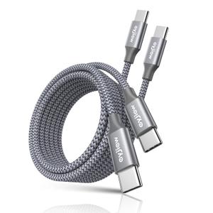 Long USB C to USB C Cable 12 FT, 2-Pack 60W PD Type C to C Cord Fast Charging Braided for iPhone 17 16 15 Pro Max, for MacBook/iPad, for Samsung Galaxy S25 S24 S23 S22 S21 S20 Ultra (Grey)