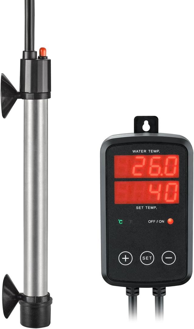 Titanium Aquarium Heater 500W, Submersible Fish Tank Heater with Digital Display Temperature Controller, 0-40 Adjustable, Fast Heating for 65 ~ 95 Gal Saltwater Freshwater Fish Tank, MX-9016(500W)