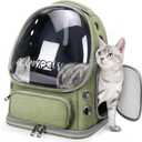 Cat Backpack Carrier, Breathable Cat Carrier Large Space Bubble Pet Backpack for Kitty Small Dog up to 15lbs, Transparent & Foldable Pet Carrier for Travel Hiking (Green)
