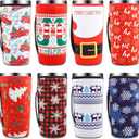 8 Pcs Reusable Neoprene Insulated Xmas Coffee Cup Sleeves for 30-32 oz Drinks