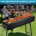 IRONWALLS Portable Charcoal Grill 32 Inch, Black Folding Stainless Steel Barbecue Grill for Outdoor Cooking, Large Lamb Skewer Grill for Patio, Party, Picnic, Travel, Camping, Home & Commercial Use