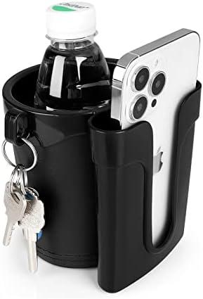 Accmor 3-in-1 Bike Cup Holder with Cell Phone Keys Holder, Bike Water Bottle Holders, Universal Bar Drink Cup Can Holder for Bicycles, Motorcycles, Scooters, Black