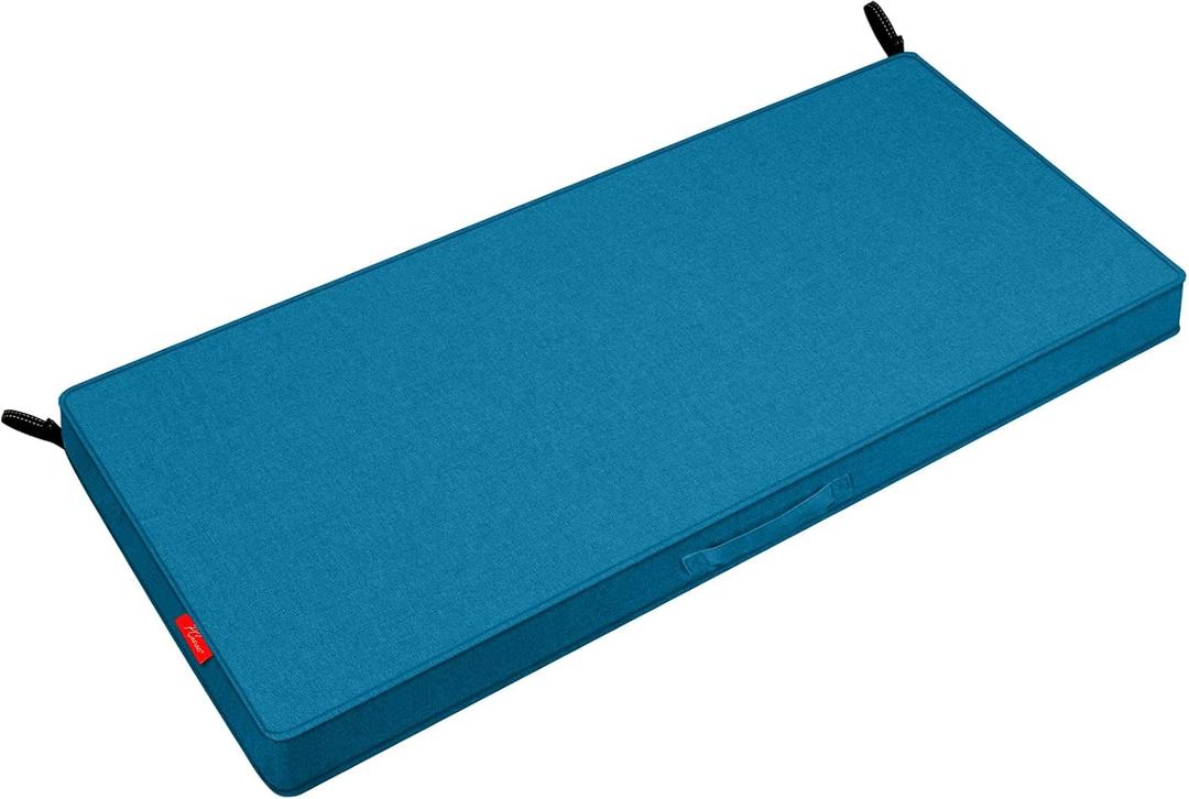 Pcinfuns Outdoor Bench Cushions,48 x 18 x 3 Inch Patio Furniture Water-Resistant Chair Cushion,Loveseat Garden Sofa Settee Couch Swing Pads with Handle and Adjustable Straps,Blue