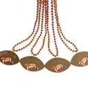 12Pcs Football Necklaces Event Pendant Party Beads Super Bowl Sports Football Bead Necklaces Party Supplies, brown