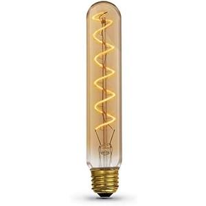 Feit Electric Vintage Exposed Filament Amber Glass LED T10L with a Medium E26 Base Light Bulb - 40W Equivalent - 10 Year Life - 200 Lumen - 2100K Soft White - Dimmable | Original Vintage