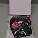 Satin Bonnet Silk Bonnet for Sleeping Silk Sleep Cap Double Layer Hair Bonnet with Elastic Tie Band for Curly Hair Night Cap (Black Flower + Black)