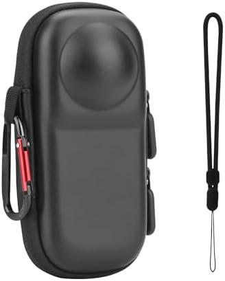 BRDRC Carrying Case for Insta 360 X4 X5 (for Original Lens Cap), Portable Small Storage Bag Protective Cover Hard Shell Travel Protector with Wrist Strap Carabiner for Insta360 X4 X5 Accessories