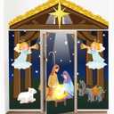 4 Pcs 98 Inch Nativity Christmas Door Decoration Holy Night Religious Door Cover Christian Porch Banner Decor for Classroom Winter Holiday Photography Home Party Decor