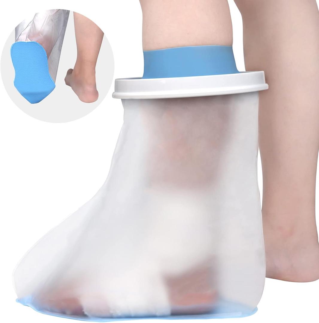 Waterproof Foot Cast Covers for Shower Adult with Non-slip Padding Bottom, Watertight Ankle Cast Protector Keep Wounds Dry
