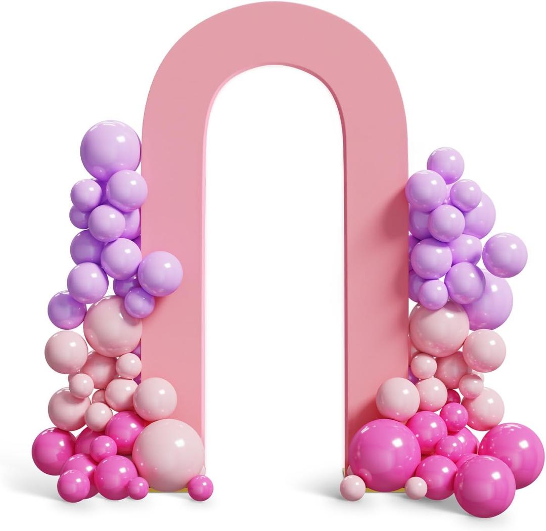 Peomeise 7.2FT Spandex Open Arch Backdrop CoverU-Shaped 2-Sided Backdrop CoverRound Top Chiara Stand Cover for Birthday Party Wedding Ceremony Baby Shower DecorationDusty Pink