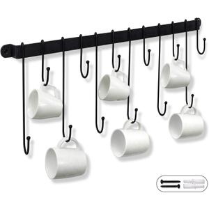 AJART Coffee Cup Holder Wall-Mounted: Hanging Coffee Mug Wall Rack - 23 Inch Coffee Cup Rack Storage Organizer (Fold)