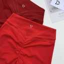 TomTiger Yoga Shorts for Women Tummy Control High Waist Biker Shorts Exercise Workout Curve Lifting Tights Short Pants (Red)