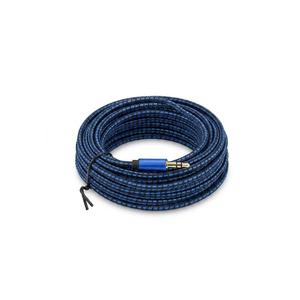Extra Long 3.5mm Audio Auxiliary Cable, Premium Braided Nylon Aux Cord Male to Male, High Fidelity Shielded Transmission Signal Computer Cable for Headphones, Speakers, PC, Home Theater, Blue and Black