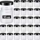 Norme 24 Pieces 16 oz Glass Jars with Lids Empty Storage Containers Leakproof Round Cosmetic Jars for Storing Lotions Powder Ointments Making (Frosted White)