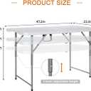 FoldingTable 4 Foot Portable Heavy Duty Plastic Table and Adjustable Height Folding with Carrying Handle,Indoor Outdoor with Kids Table, Picnic,Party,Camping White