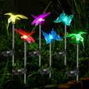 Anordsem Solar Garden Lights Outdoor: 6 Waterproof PVC Insect Stake Light Heads - Changeable Color LED Lighting for Gardener Yard Decoration - Christmas Gifts for Homeowners Over 30
