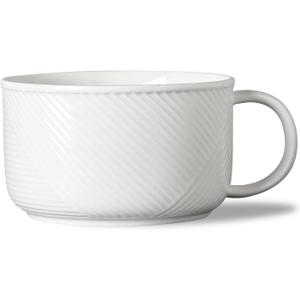 Ceramic Soup Bowl with Handle: 38 oz Microwave Safe Extra Large Mug for Oatmeal, Cereal, Breakfast, Meal Prep, Work Lunch, Dorm Living, Single Serve Dinner - 6 Inch, White