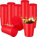 Yungyan 100 Pack 16 oz Plastic Stadium Cups Bulk Red Blank Reusable Cups Drink Tumblers for Christmas Birthday Party,Events Celebrations,DIY Projects,4.5 x 3.54 x 2.72 Inch