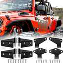Jeep Wrangler JK 2 Door Hinge Assembly Kits Compatible with 2007-2018 Jeep Wrangler JK JKU Rubicon Unlimited Sahara Inside and Outside (2 Door), Jeep Wrangler JK JKU 2 Door Hinge 8PCS with 18 Bolts