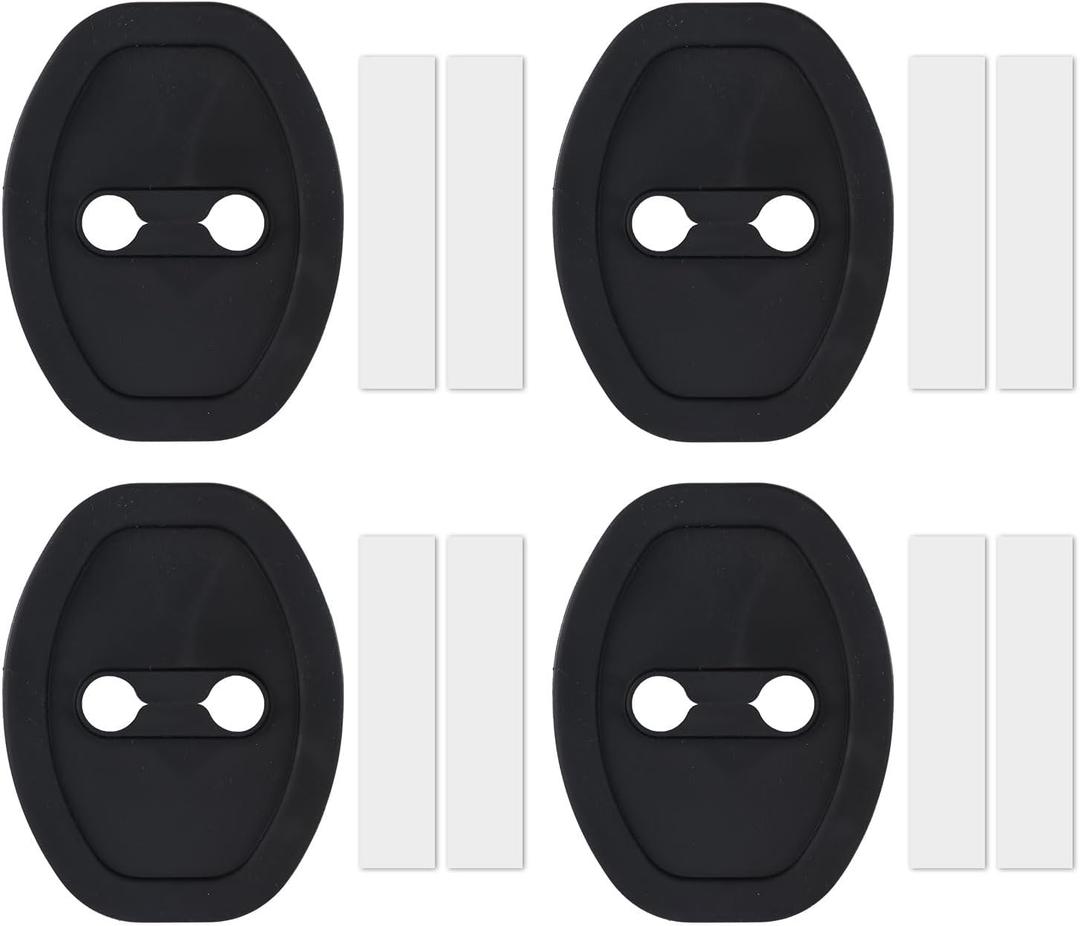 BOXOB 4pcs Car Door Lock Protectors, Universal Silicone Latches Guard Covers with Silent Shock Absorption for Noise Reduction & Protection (Black)