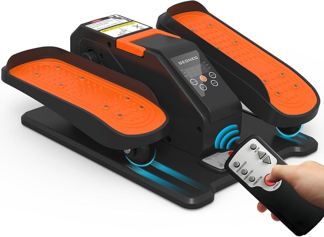 Under Desk Elliptical Machine, Electric Elliptical Exerciser for Senior, Quiet & Portable Seated Pedal Exerciser with Remote Control, Manual & Auto Mode, 12 Adjustable Speeds (Orange Pro)