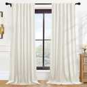 P Pothuiny Ivory White Blackout Velvet Curtains 96 Inches Long 2 Panels, 52"W x 96"L