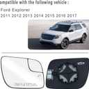 Passenger Right Side Mirror Glass Replacement Compatible with 2011-2019 Ford Explorer, Heated with Convex Blind Spot Auxiliary Glass, Non-BSD, Replaces OE BB5Z-17K707-A BB5Z-17K707-B