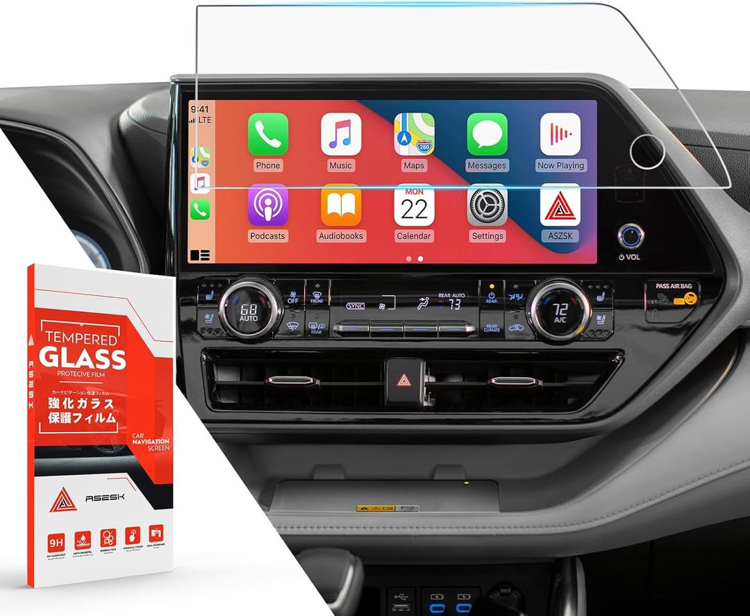For 2023~2025 Toyota Highlander 12.3 Inch Glossy Screen Protector - [More Clear& Smooth] - Mil-Grade 9H+ Tempered Glass - Touchscreen *1