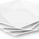 DELLING 11 Inch Star Dinner Plates Set of 4, White Porcelain Plates, Unique Geometric Serving Plates for Steak Sushi Appetizer Dessert Salad, Ceramic Plates Microwave Oven Dishwasher Safe