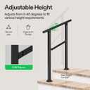 VIVOSUN Outdoor Handrail, 2 Step Stair Handrail, 26"x36" Fits 1 to 2 Steps, Wrought Mattle Iron Handrail for Concrete Steps, Porch Steps, One-Step Assembly, Black