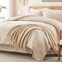 Zzlpp Twin Comforter Set 5 Pieces, Beige Tufted Bed in a Bag with Comforter, Pillow Sham, Pillowcase, Flat Sheet, Fitted Sheet - All Season Boho Bedding Sets