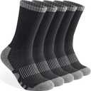 Mens 100% Cotton Cushioned Crew Socks, Moisture Wicking Breathable Athletic Performance Boot Work Socks (Large-X-Large, 5 Pairs Black)