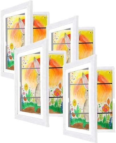 [4-Pack] Kids Artwork Frames Changeable Picture Frames 8.5 x 11 inch Frames for Kids Artwork Front Opening Picture Frames Home Décor Up to 150 Pieces of Kids Art Frame Craft Storage Hanging WHITE