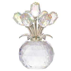 Clear Rose Flower Crystal Figurine with Vase, Bouquet Flowers Ornament Gifts for Wife Girlfriend Women, Handmade Crystal Flower Collectible Home Table Decor ​for Valentines Day Wedding Anniversary